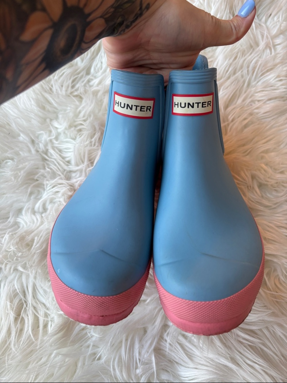 Hunter blue and pink short boots - Picture 10 of 10